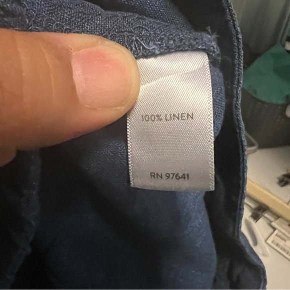 J.Jill Love pull on Linen cropped wide leg Pants blue sz 8 petite - Picture 7 of 15